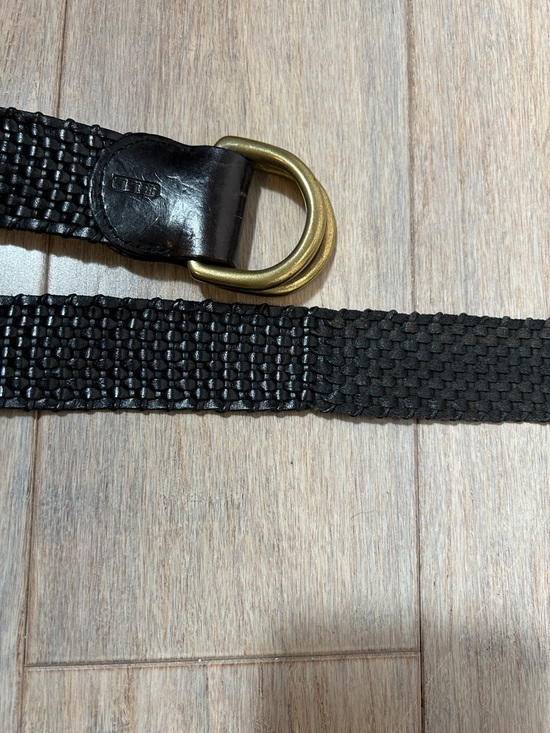 Ralph Lauren RLL Black Woven Leather Belt with Brass D-Ring size L main image 14